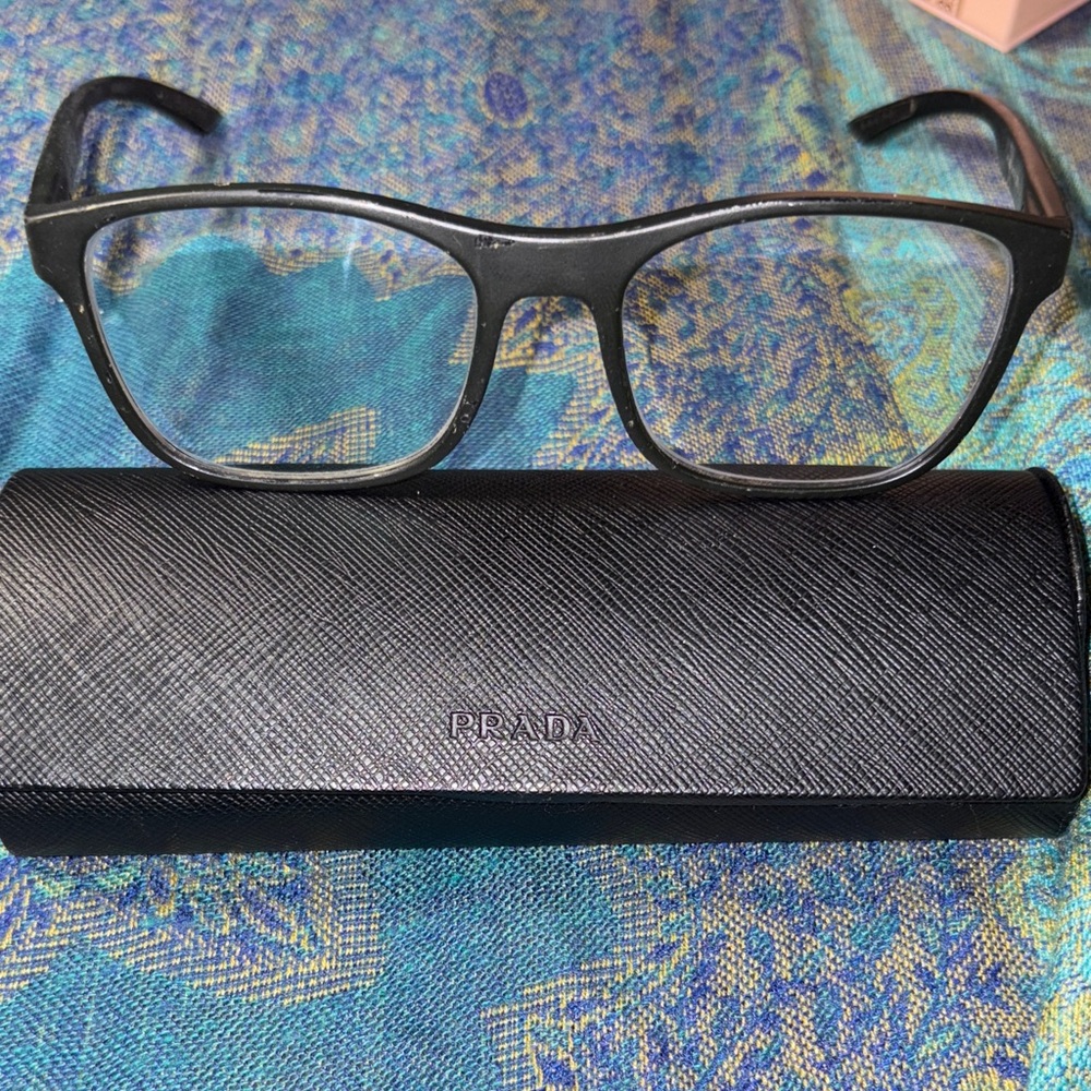 Prada Black Rectangular Eyeglasses With Case - image 4